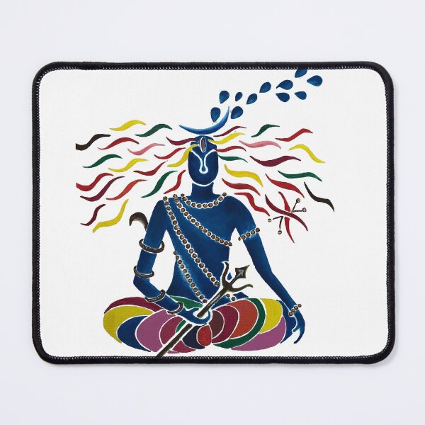 Item preview, Abstract oil painting of Meditating Shiva in vibrant colours  designed and sold by DollyJ.