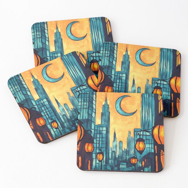 Item preview, Ramadan in New York Featuring Crescent Moon and Towering Skyscrapers designed and sold by OlfactoART Studio.