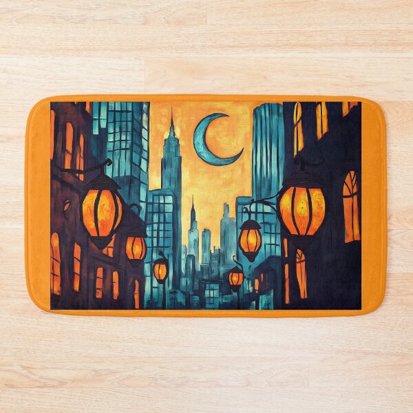 Item preview, Ramadan in New York Featuring Crescent Moon and Towering Skyscrapers designed and sold by OlfactoART Studio.
