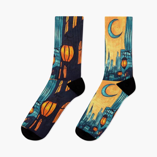 Item preview, Ramadan in New York Featuring Crescent Moon and Towering Skyscrapers designed and sold by OlfactoART Studio.