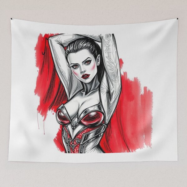Item preview, Sexy Vampire Girl illustration designed and sold by Vintage Designs +.