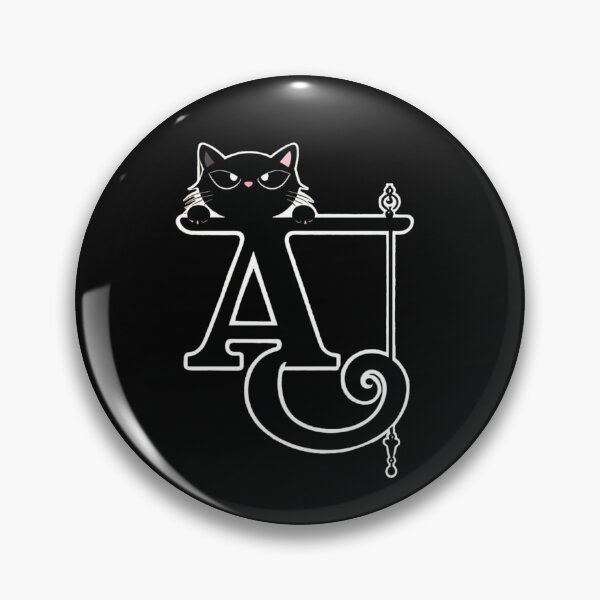 Item preview, Black Capital Letter A Monogram with Black Cat | Alphabet Letters | Cat Illustration designed and sold by UnhingedBird.