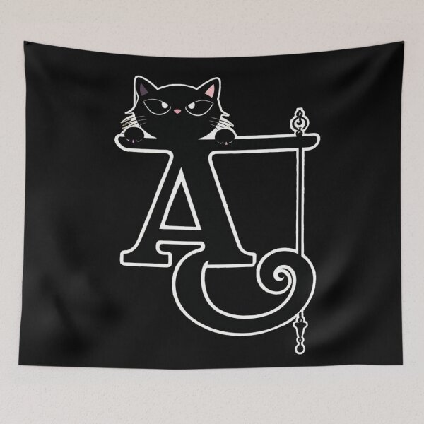 Item preview, Black Capital Letter A Monogram with Black Cat | Alphabet Letters | Cat Illustration designed and sold by UnhingedBird.