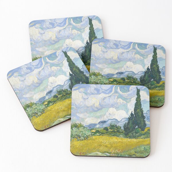 Item preview, Wheat Field with Cypresses – Vincent van Gogh Post-Impressionist Art (1889) landscape painting designed and sold by HistoryOnWalls.