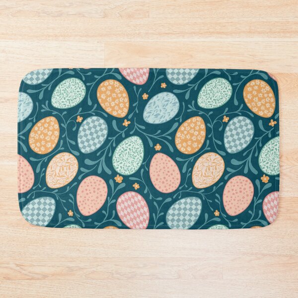 Item preview, Playful Easter Eggs with Floral and Checkered Patterns on Deep Teal designed and sold by Elisabeth Coelfen.