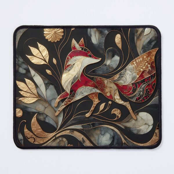 Item preview, Red Fox Gemstone and Gold with Florals designed and sold by Angelandspot.