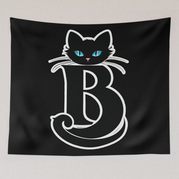 Item preview, Black Capital Letter B Monogram with Black Cat | Alphabet Letters | Cat Illustration designed and sold by UnhingedBird.