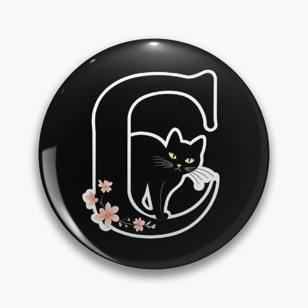 Item preview, Black Capital Letter C Monogram with Black Cat | Alphabet Letters | Cat Illustration designed and sold by UnhingedBird.