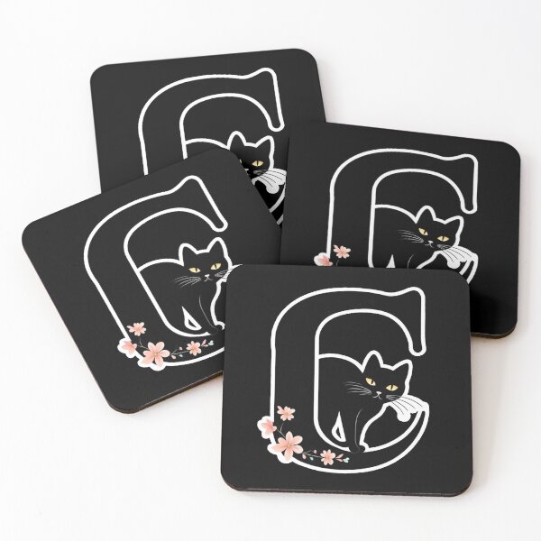 Item preview, Black Capital Letter C Monogram with Black Cat | Alphabet Letters | Cat Illustration designed and sold by UnhingedBird.
