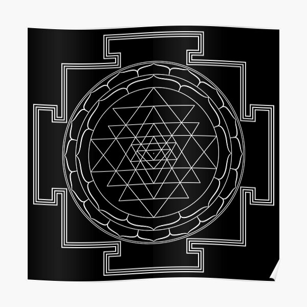 Sri Yantra Mandala (in white) Poster