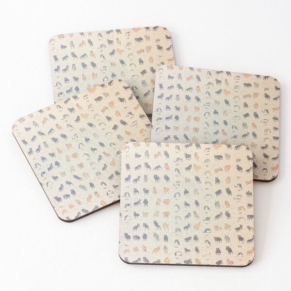 Item preview, Vintage wallpaper with antique charm, utilizing a repeating texture of hundreds of tiny, softly-colored cat illustrations in faded tones designed and sold by Paolo Modena Photography    -   Fine Italian Art.