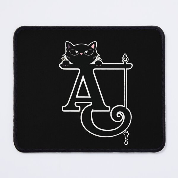 Item preview, Black Capital Letter A Monogram with Black Cat | Alphabet Letters | Cat Illustration designed and sold by UnhingedBird.