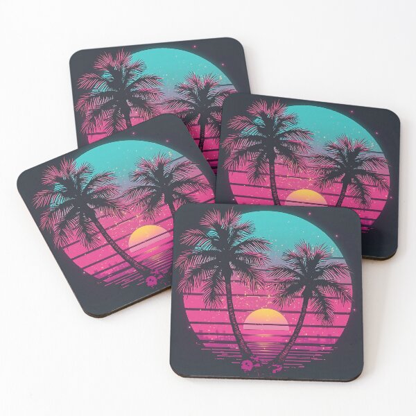Artikelvorschau, Retro 80er Skateboard Neon Palmen entworfen und verkauft von StellarHues.
