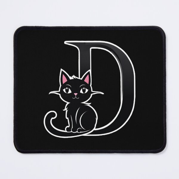 Item preview, Black Capital Letter D Monogram with Black Cat | Alphabet Letters | Cat Illustration designed and sold by UnhingedBird.