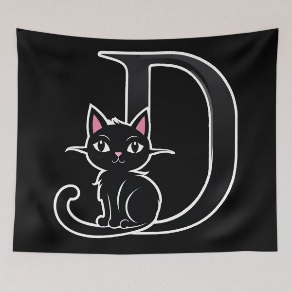 Item preview, Black Capital Letter D Monogram with Black Cat | Alphabet Letters | Cat Illustration designed and sold by UnhingedBird.