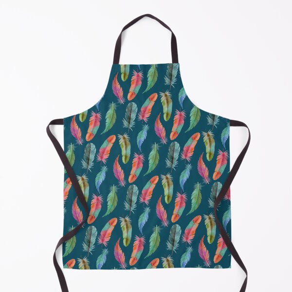 Item preview, Colorful Watercolor Feathers on Deep Teal designed and sold by Elisabeth Coelfen.