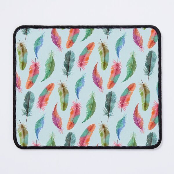 Item preview, Colorful Watercolor Feathers on Light Aqua designed and sold by Elisabeth Coelfen.