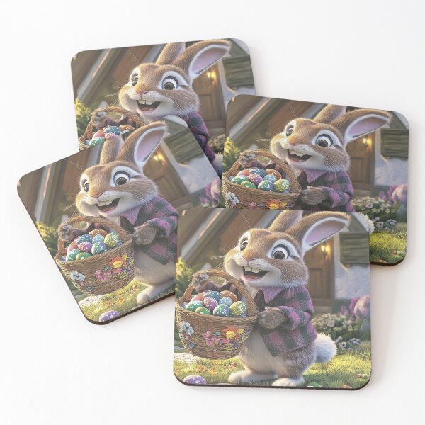 Item preview, Easter Bunny Delivering Painted Easter Eggs designed and sold by ACuriousshoppe.