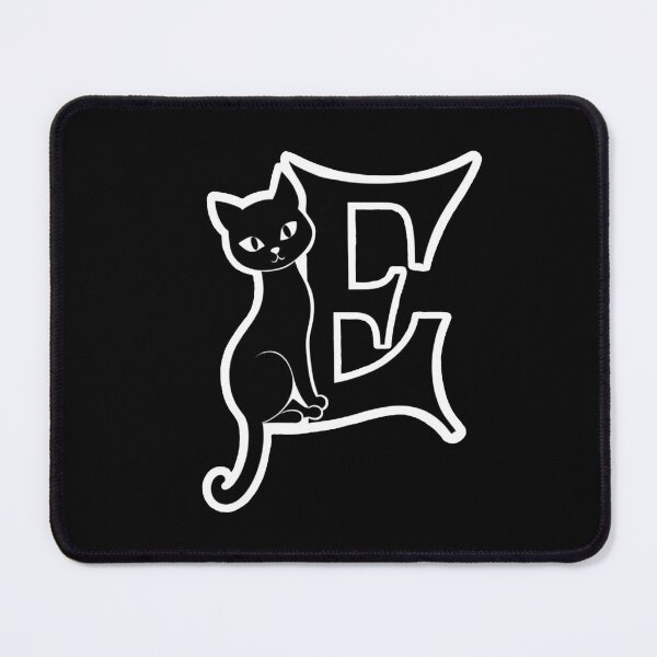Item preview, Black Capital Letter E Monogram with Black Cat | Alphabet Letters | Cat Illustration designed and sold by UnhingedBird.