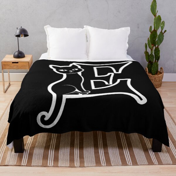 Item preview, Black Capital Letter E Monogram with Black Cat | Alphabet Letters | Cat Illustration designed and sold by UnhingedBird.