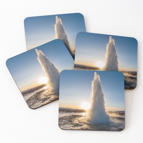 Item preview, Geyser Strokkur in Iceland in winter at sunrise designed and sold by Sonja Birkelbach.