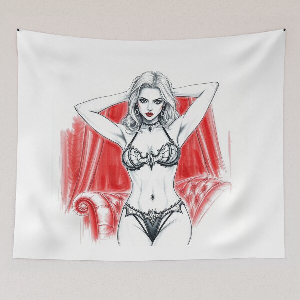 Item preview, Sexy Vampire Girl illustration designed and sold by Vintage Designs +.