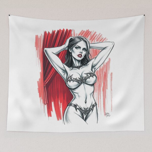 Item preview, Sexy Vampire Girl illustration designed and sold by Vintage Designs +.