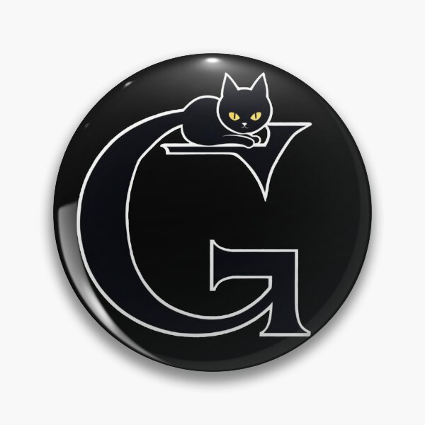 Item preview, Black Capital Letter G Monogram with Black Cat | Alphabet Letters | Cat Illustration designed and sold by UnhingedBird.