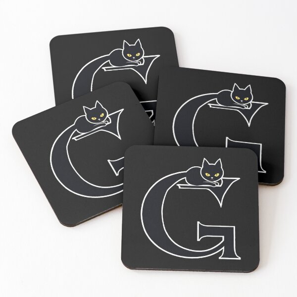 Item preview, Black Capital Letter G Monogram with Black Cat | Alphabet Letters | Cat Illustration designed and sold by UnhingedBird.