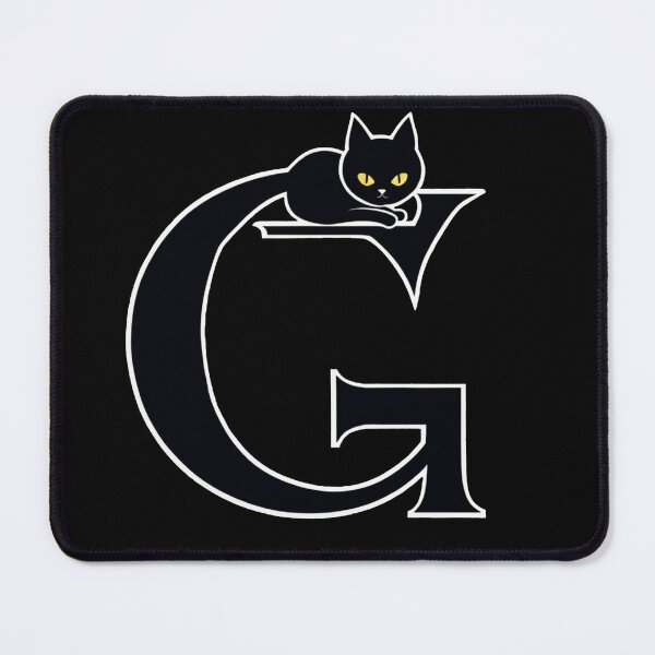 Item preview, Black Capital Letter G Monogram with Black Cat | Alphabet Letters | Cat Illustration designed and sold by UnhingedBird.