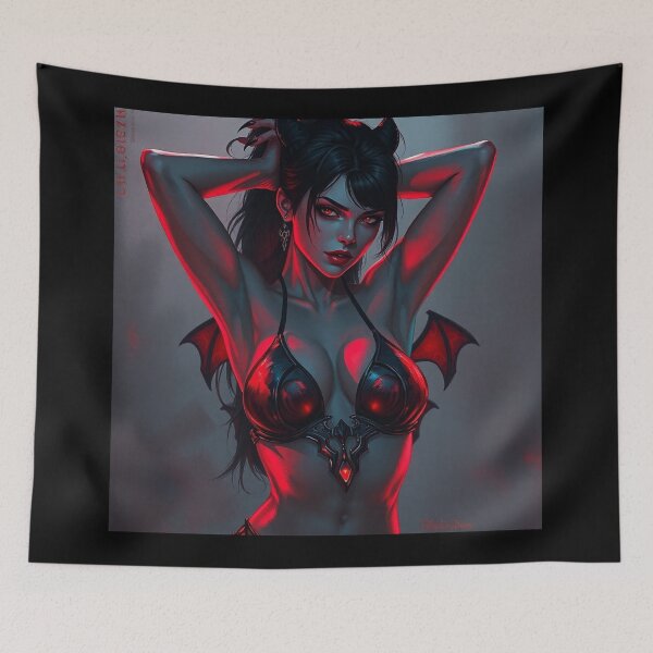 Item preview,  Sexy Vampire demon horror Girl illustration designed and sold by Vintage Designs +.