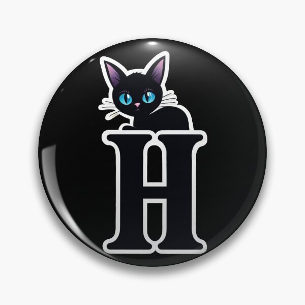 Item preview, Black Capital Letter H Monogram with Black Cat | Alphabet Letters | Cat Illustration designed and sold by UnhingedBird.