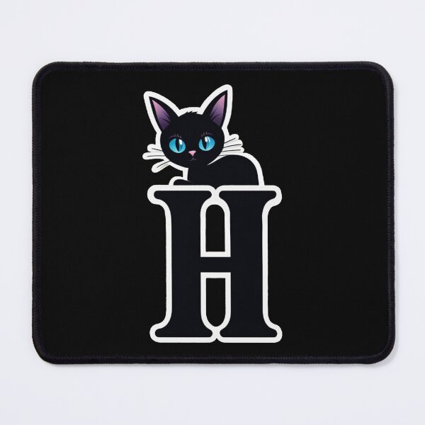 Item preview, Black Capital Letter H Monogram with Black Cat | Alphabet Letters | Cat Illustration designed and sold by UnhingedBird.