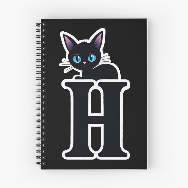 Item preview, Black Capital Letter H Monogram with Black Cat | Alphabet Letters | Cat Illustration designed and sold by UnhingedBird.