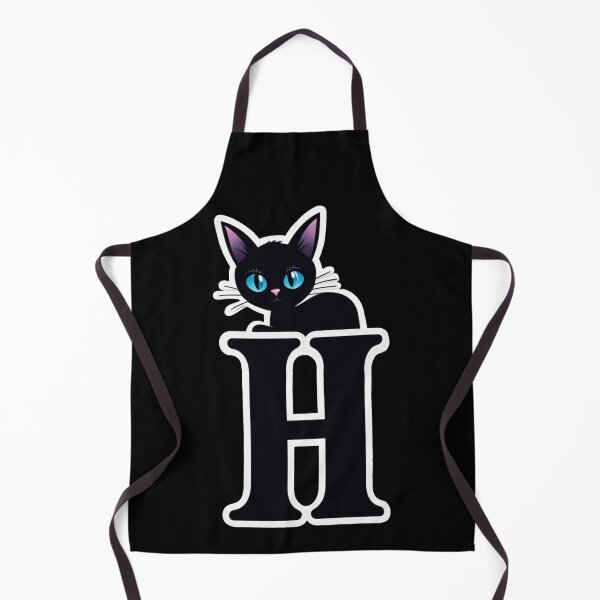 Item preview, Black Capital Letter H Monogram with Black Cat | Alphabet Letters | Cat Illustration designed and sold by UnhingedBird.