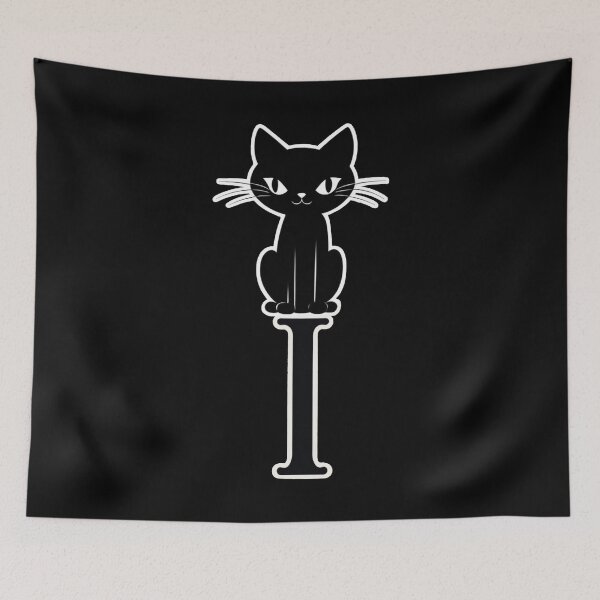 Item preview, Black Capital Letter I Monogram with Black Cat | Alphabet Letters | Cat Illustration designed and sold by UnhingedBird.