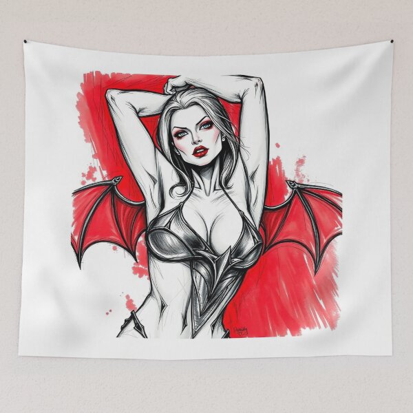 Item preview, Sexy Vampire demon horror Girl illustration designed and sold by Vintage Designs +.