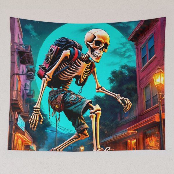 Item preview, Retro Skeleton Skateboarder  designed and sold by TheDarkWardrobe.