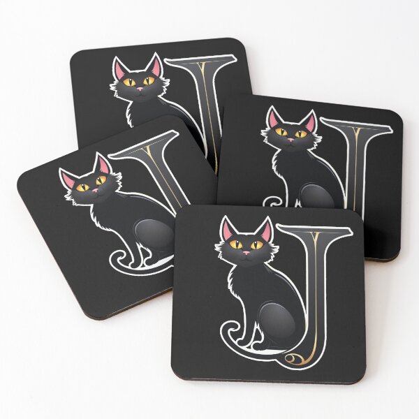Item preview, Black Capital Letter J Monogram with Black Cat | Alphabet Letters | Cat Illustration designed and sold by UnhingedBird.