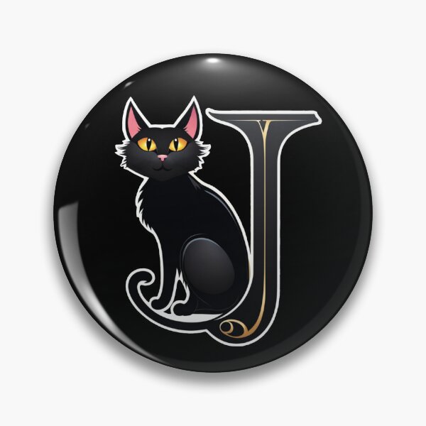 Item preview, Black Capital Letter J Monogram with Black Cat | Alphabet Letters | Cat Illustration designed and sold by UnhingedBird.