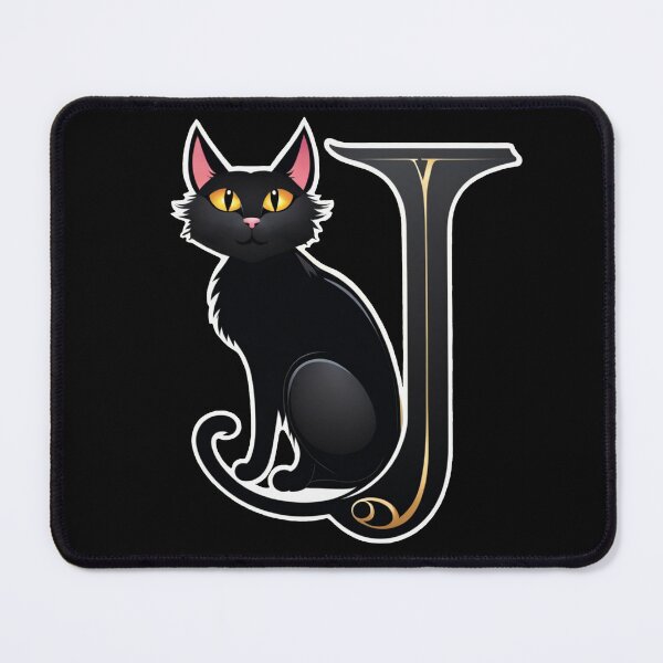Item preview, Black Capital Letter J Monogram with Black Cat | Alphabet Letters | Cat Illustration designed and sold by UnhingedBird.