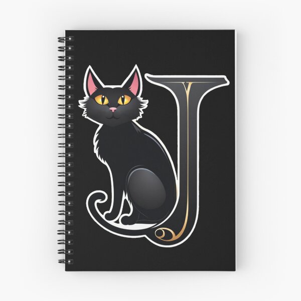 Item preview, Black Capital Letter J Monogram with Black Cat | Alphabet Letters | Cat Illustration designed and sold by UnhingedBird.