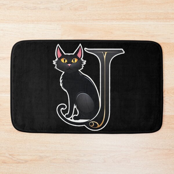 Item preview, Black Capital Letter J Monogram with Black Cat | Alphabet Letters | Cat Illustration designed and sold by UnhingedBird.
