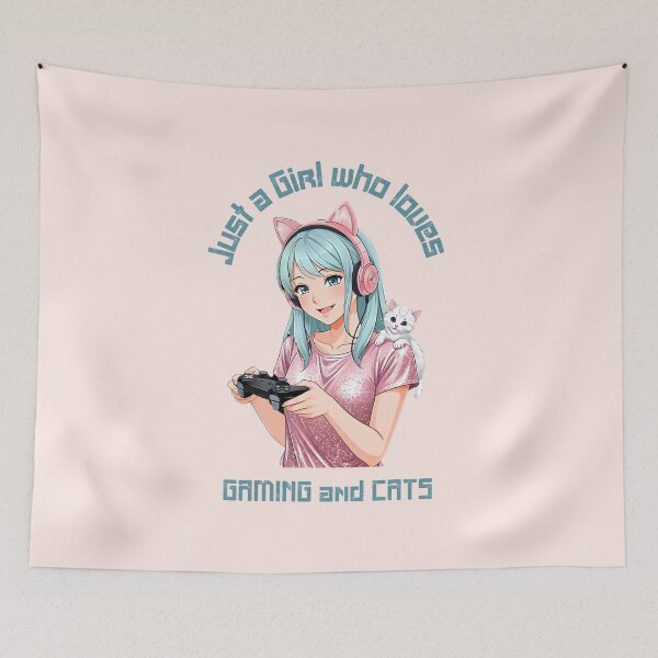 Item preview, Just a girl who loves gaming and cats designed and sold by FatBirdie.