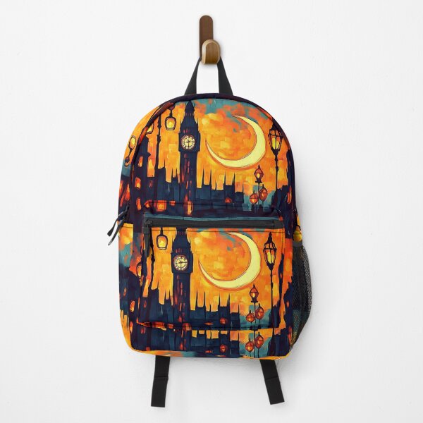 Item preview, Ramadan in London Featuring Big Ben Under Crescent Moon and Glowing Street Lamps designed and sold by OlfactoART Studio.
