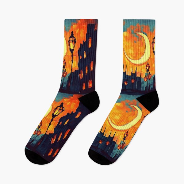 Item preview, Ramadan in London Featuring Big Ben Under Crescent Moon and Glowing Street Lamps designed and sold by OlfactoART Studio.