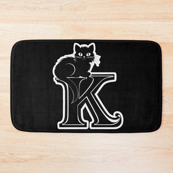 Item preview, Black Capital Letter K Monogram with Black Cat | Alphabet Letters | Cat Illustration designed and sold by UnhingedBird.