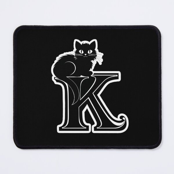 Item preview, Black Capital Letter K Monogram with Black Cat | Alphabet Letters | Cat Illustration designed and sold by UnhingedBird.
