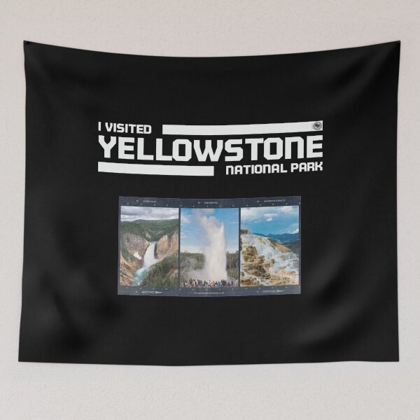 Item preview, I VISITED YELLOWSTONE WITH LOWER FALLS, OLD FAITHFUL GEYSER AND MAMMOTH TERRACES designed and sold by SmyrnaBuffalo.