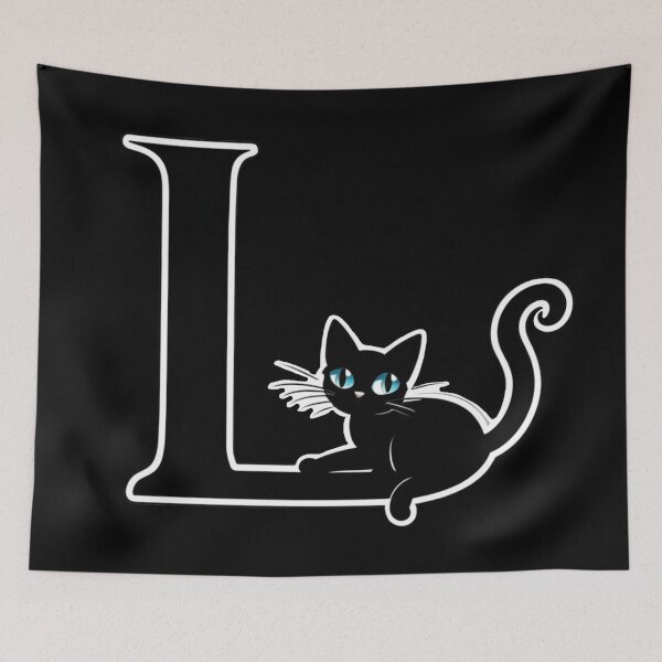 Item preview, Black Capital Letter L Monogram with Black Cat | Alphabet Letters | Cat Illustration designed and sold by UnhingedBird.